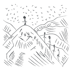 Image showing A drawing of mountaineers vector or color illustration