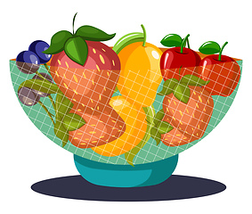 Image showing Fruits bowl vector color illustration.