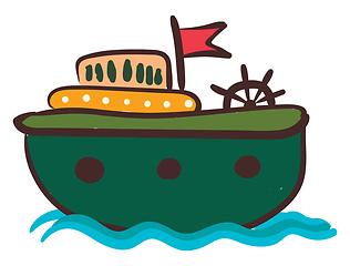 Image showing Round vessel with ship\'s wheel vector or color illustration