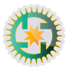 Image showing Green and yellow Seicho NO IE symbol vector illustration on a wh