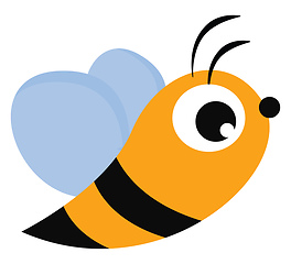 Image showing Cartoon bee set on isolated white background viewed from the sid