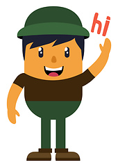 Image showing Man with green hat, illustration, vector on white background.