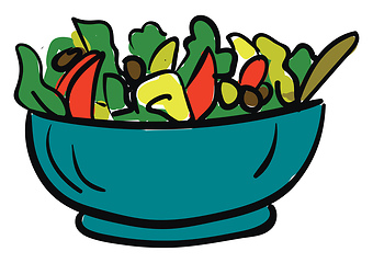 Image showing Bowl of vegan salad with fresh vegetables illustration color vec