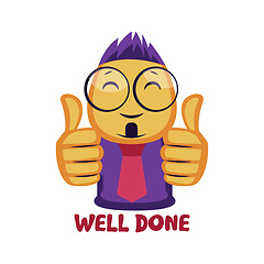 Image showing Yellow guy showing two thumbs up saying Well done vector illustr