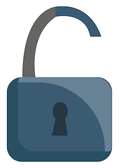 Image showing Unlocked blue hang lock vector illustration on white background 