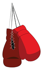 Image showing Pair of red boxing gloves is hanging from the wall vector color 