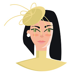 Image showing A lady in an elegant yellow dress and matching head gear vector 