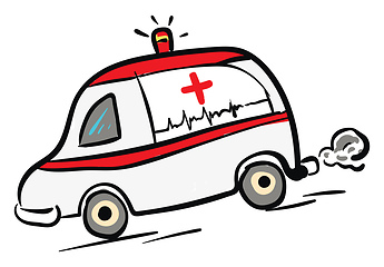 Image showing Ambulance car in rush illustration color vector on white backgro