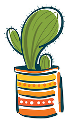 Image showing A single cactus plant in a designer flower pot provides extra st