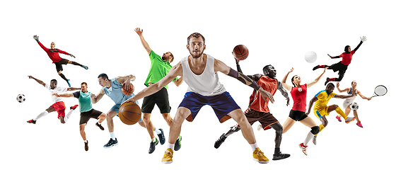 Image showing Sport collage of professional athletes or players isolated on white background, flyer