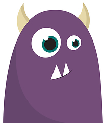 Image showing A purple monster with horns vector or color illustration