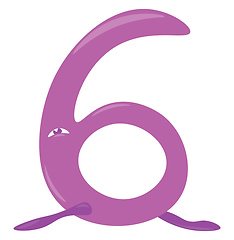 Image showing Animal shaped numerical number six vector or color illustration