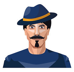 Image showing Guy wearing a blue hat and shirt illustration vector on white ba
