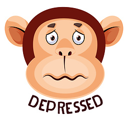 Image showing Monkey is feeling depressed, illustration, vector on white backg