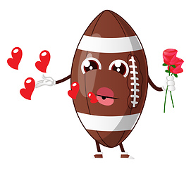 Image showing Rugby ball is sending kisses, illustration, vector on white back