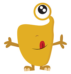 Image showing Yellow monster spreading hands print vector on white background