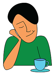 Image showing A man with a cup of tea, vector color illustration.