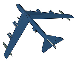 Image showing Blue millitary airplane with missiles vector illustration on whi