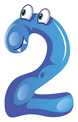 Image showing Blue monster in number two shape illustration vector on white ba