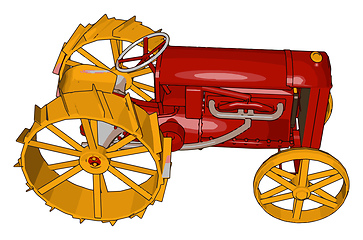 Image showing Red and yellow tractor vector illustration on white background