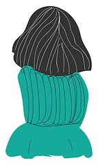 Image showing The back view of a girl with short black hair vector or color il