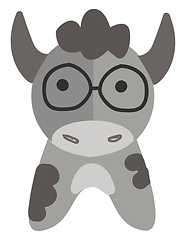 Image showing Grey cow with round glasses vector illustration on white backgro