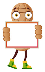 Image showing Peanut holding white panel, illustration, vector on white backgr