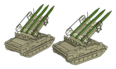 Image showing 3D vector illustration on white background of a military missile