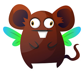 Image showing Brown rat monster with wings illustration vector on white backgr
