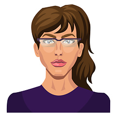 Image showing Brunette girl with glasses illustration vector on white backgrou