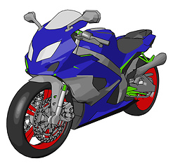 Image showing 3D vector illustration on white background of a colorful  motorc
