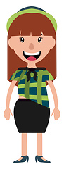 Image showing Smiling young woman with a green hat illustration vector on whit