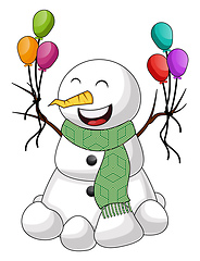 Image showing Snowman with balloon illustration vector on white background