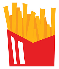 Image showing A red box of french fries vector or color illustration