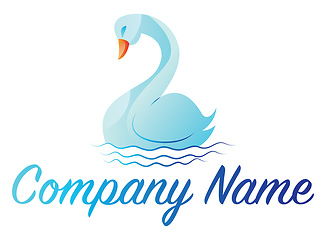 Image showing Light blue swan simple logo vector illustration on a white backg