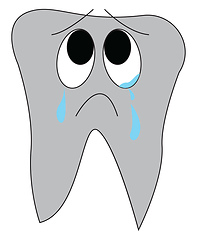 Image showing Cartoon of a crying tooth vector illustration on white backgroun