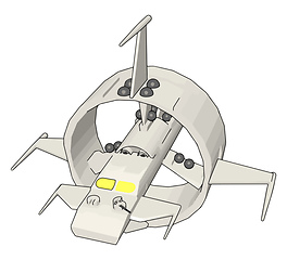 Image showing White round sci-fi battlecruiser vector illustration on white ba