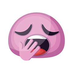 Image showing Tired pink emoji face yawning vector illustration on a white bac