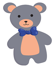 Image showing Clipart of a cute teddy bear wearing a blue bow-like ribbon vect