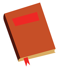 Image showing An orange book with a book mark and a label on the cover vector 