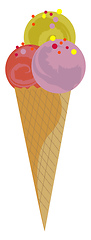 Image showing Icecream with different fruits illustration vector on white back