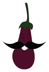 Image showing A smiling eggplant emoji with big and lengthy mustache vector co