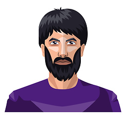 Image showing Man with a beard and long black hair illustration vector on whit