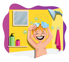 Image showing Happy boy taking a bath illustration vector on white background
