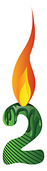 Image showing Green number two in flame illustration vector on white backgroun
