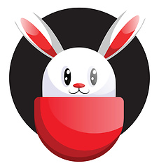 Image showing White easter rabbit face in front black circle illustration web 