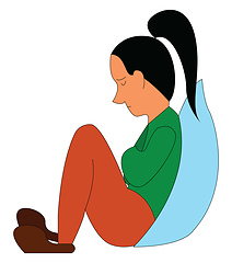 Image showing Abstract cartoon of a sad girl  vector illustration on white bac