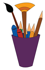 Image showing A cup holding several pencils vector or color illustration