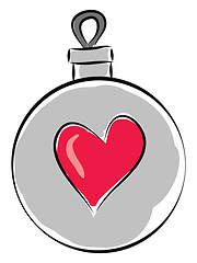 Image showing Light grey christmas ball with pink heart vector illustration on