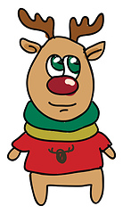 Image showing A deer wearing red tshirt vector or color illustration